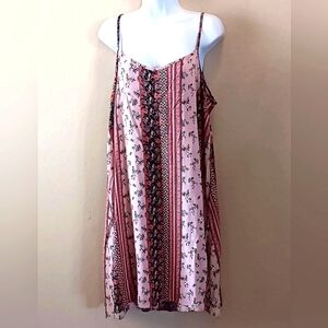 Boho Strappy Mixed Floral Print Sundress 2X Pink Black J For Justify